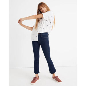 Madewell Jeans 27 Petite Cali Demi Bootcut Blue Denim Cropped High Rise Lucille